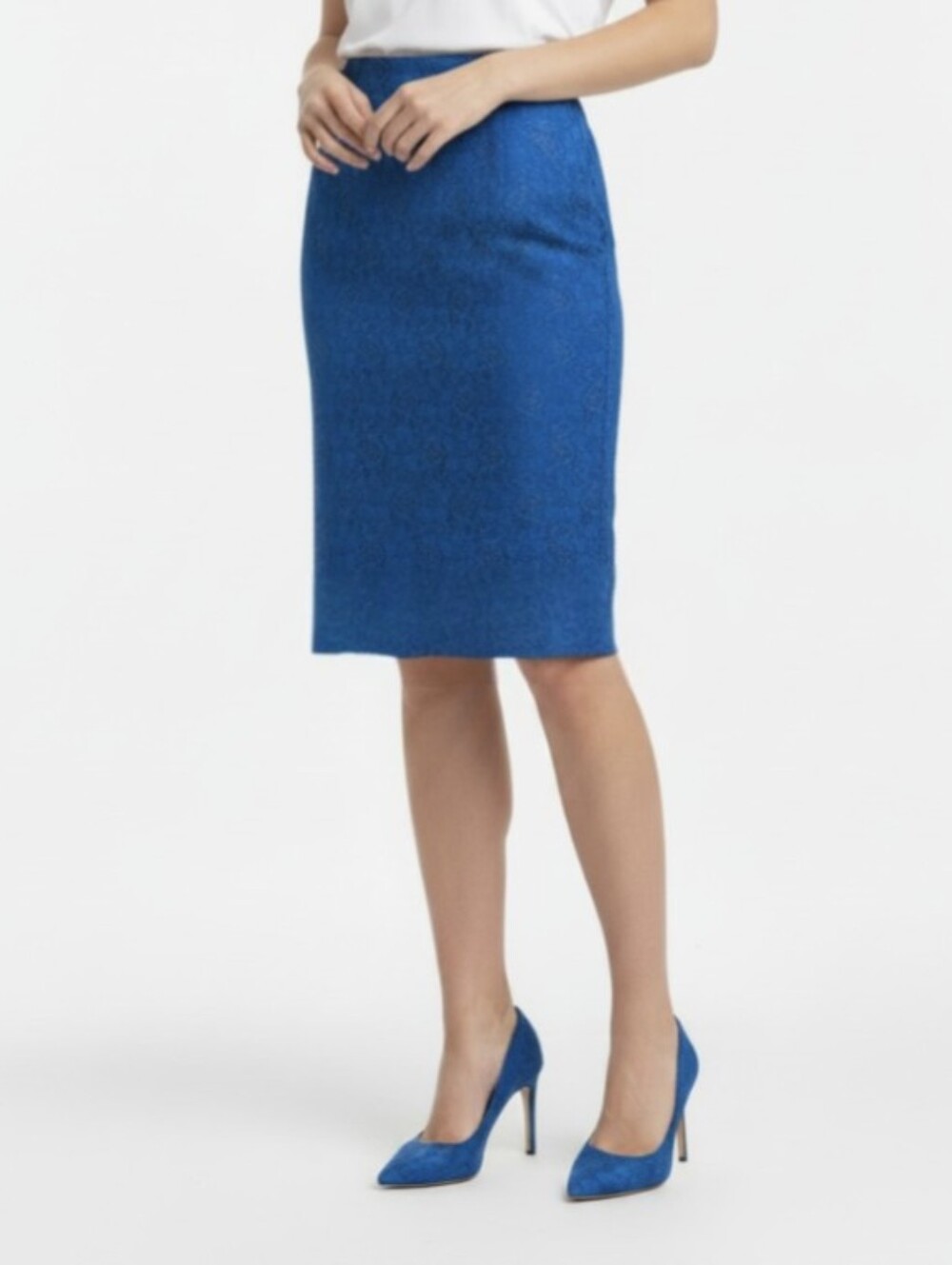 MOULINETTE SOEURS! FINE DEEP TURQUOISE BLUE STRETCH LACE, LINED MIDI SKIRT! SZ 2
